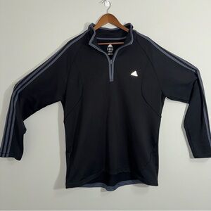 Adidas Men’s Black and Gray 3 Stripe Quarter-Zip Athletic Pullover Size 2XL